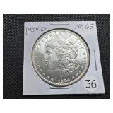 1904-O Morgan Silver Dollar Marked MS65 When Purchased - Nice Mint Luster!!