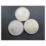 Three 1921-P Morgan Silver Dollars