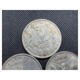 Three 1921-P Morgan Silver Dollars