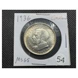 1936 Cleveland Commem. Silver Half Dollar Marked MS65 When Purchased -  Greysheet Wholesale Price for an MS65 is $110