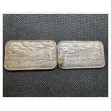 1 Oz. Silver USS Arizona Pearl Harbor Silver Bar and 1/2  Oz. Silver USS Arizona Pearl Harbor Silver Bar -  1.5 Total Oz. of Silver