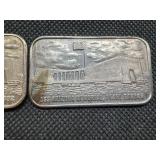 1 Oz. Silver USS Arizona Pearl Harbor Silver Bar and 1/2  Oz. Silver USS Arizona Pearl Harbor Silver Bar -  1.5 Total Oz. of Silver