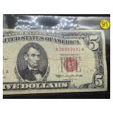 1963 Red Seal Five Dollar Bill