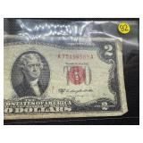 1953 Red Seal Two Dollar Bill