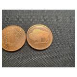Two 2011 1 Oz Copper Rounds Buffalo Design