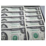 Ten Sequential Two Dollar Bills