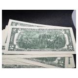 Ten Sequential Two Dollar Bills