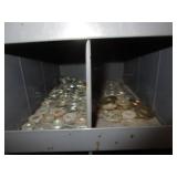 72 Compartment Bolt Bin w/Contents 34"x42"x12"