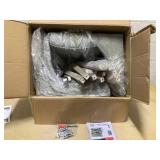 HOMCOM 26.25" Counter Height Bar Stools, Tufted Wingback Armless Upholstered Dining Chair with Rubber Wood Legs, Set of 2, Gray (Maybe Missing Hardware)