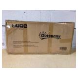 Outsunny Outdoor Bench, Cast Aluminum Outdoor Furniture, Metal Bench with Floral Rose Accent & Antique Finish, Green