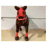 Qaba Ride on Horse for Kids 3-8 Years Old, Toddlers Riding Horse with Neighing Sound, Ride on Animal Pony Toy with Saddle & Stirrups, Brown