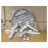 Outsunny Patio Dining Table with Umbrella Hole Round Outdoor Bistro Table for Garden Lawn Backyard, White