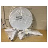 Outsunny Patio Dining Table with Umbrella Hole Round Outdoor Bistro Table for Garden Lawn Backyard, White