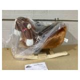 Qaba Kids Ride-On Rocking Horse Toy, Rocker with Lullaby Song, Hand Puppets & Soft Plush Fabric for Children 18-36 Months, Brown
