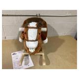 Qaba Kids Ride-On Rocking Horse Toy, Rocker with Lullaby Song, Hand Puppets & Soft Plush Fabric for Children 18-36 Months, Brown