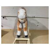 Qaba Kids Plush Toy Rocking Horse, Wooden Ride-on Chair, Plush Animal Rocker with Realistic Sounds and Moving Tail for Toddlers, Brown