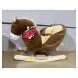 Qaba Baby Rocking Horse, Riding Horse, Plush Animal Rocker with Realistic Sound, Pedals for Ages 18-36 Months, Brown