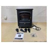 HOMCOM Fireplace Stove, Electric Fireplace Heater with Realistic LED Flames and Logs, 725W/1450W, Black  15" x 10.25" x 20.5"