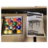 Soozier 55" Portable Folding Billiards Table Game Pool Table for Whole Family Number Use With Cues, Ball, Rack, Chalk, Blue (Minor Transit Damage)