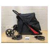 PawHut One-Click Foldable Dog Stroller for M, L Dogs, Pet Stroller, Black, 44" x 25.5" x 39.25"