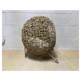 PawHut 20.5" Weaved Cat Bed, Elevated Hand-woven Braided Banana Leaf Kitten House Condo with Cushion, Beige