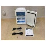 HOMCOM Skincare Fridge for Bedroom, Car with LED Mirror, Cooler and Warmer, AC/DC Powered Mini Fridge for Skincare, Beverage