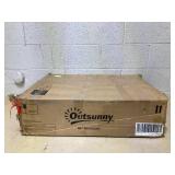 Outsunny Patio Adirondack Chair with Rattan Wicker, Soft Cushions, Tall Curved Backrest for Deck or Garden, Cream White 25.2" W x 31.5" D x 35.4" H