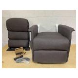 HOMCOM Power Lift Assist Recliner Chair for Elderly with Remote Control, Linen Fabric Upholstery,  Brown, 26" W x 35.5" D x 37.75" H