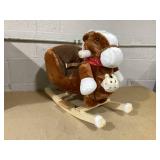 Qaba Kids Ride-On Rocking Horse Toy, Rocker with Lullaby Song, Hand Puppets & Soft Plush Fabric for Children 18-36 Months, Brown