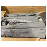 Outsunny Double-sided Outdoor Patio Umbrella with Solar Lights and Base, Dining Table Umbrella Push Button Tilt, Gray