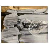 Outsunny Double-sided Outdoor Patio Umbrella with Solar Lights and Base, Dining Table Umbrella Push Button Tilt, Gray