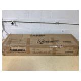 Outsunny Double-sided Outdoor Patio Umbrella with Solar Lights and Base, Dining Table Umbrella Push Button Tilt, Gray