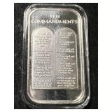 1 TROY OZ .999 FINE SILVER 10 COMMANDMENTS BAR IN AIRTITE