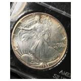 1989 AMERICAN SILVER EAGLE 1 TROY OZ .999 FINE SILVER IN CASE