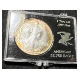 1987 AMERICAN SILVER EAGLE 1 TROY OZ .999 FINE SILVER IN CASE