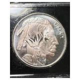 1 TROY OZ .999 FINE SILVER BUFFALO INDIAN ROUND IN CASE