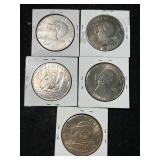 GROUP OF 5 US EISENHOWER DOLLARS