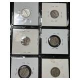 GROUP OF 6 US MERCURY DIMES