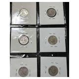 GROUP OF 6 US SILVER DIMES