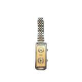 Benrus Quartz Dual Dial Rectangular Wristwatch with Metal Band