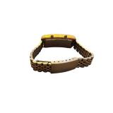 Benrus Quartz Dual Dial Rectangular Wristwatch with Metal Band