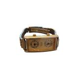 Benrus Quartz Dual Dial Rectangular Wristwatch with Metal Band