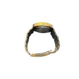 Vintage Digital Watch with Gold-Tone Bezel and Stainless Steel Back