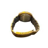 Vintage Digital Watch with Gold-Tone Bezel and Stainless Steel Back
