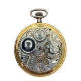 Illinois Gold-Tone Pocket Watch with Roman Numeral Dial and Exposed Movement