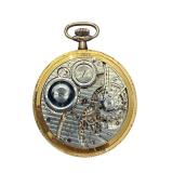 Illinois Gold-Tone Pocket Watch with Roman Numeral Dial and Exposed Movement