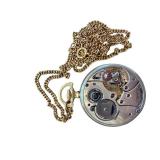 Zenith Gold Tone Engraved Pocket Watch with Chain