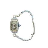 Vintage Ladies Art Deco Mechanical Wristwatch with Etched Band