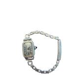 Vintage Ladies Art Deco Mechanical Wristwatch with Etched Band