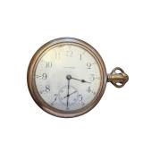 Antique Waltham Pocket Watch with Gold-Tone Case and Exposed Movement